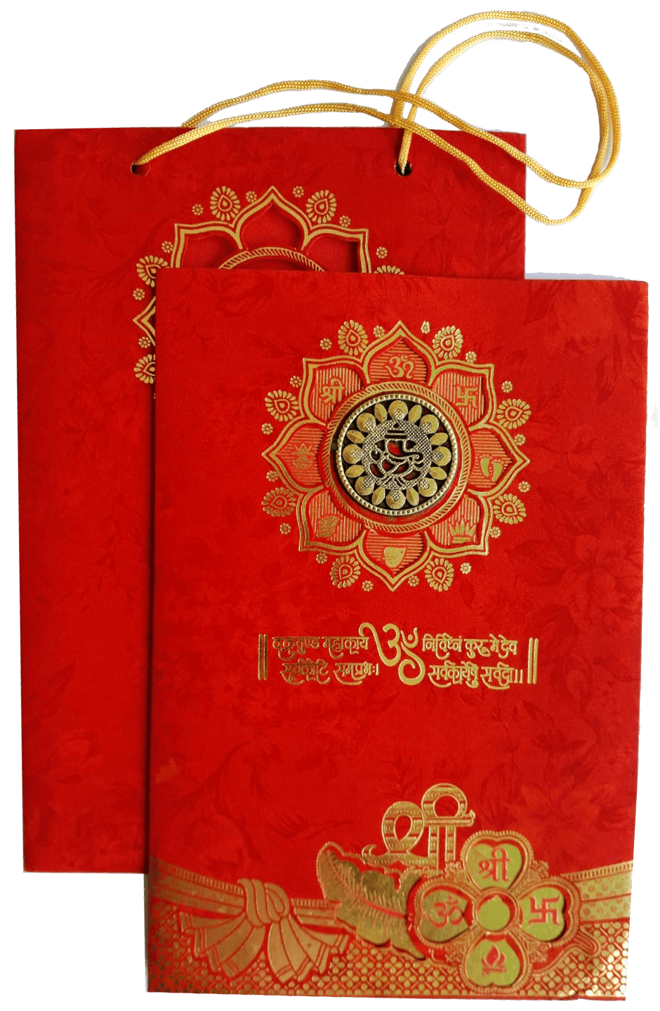 Traditional Red and gold Hindu wedding invitation card — wedding invitation card