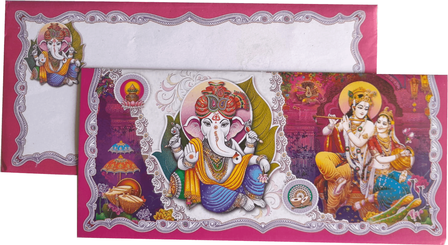 Ganesh & Radhakrisha Wedding Card — front design