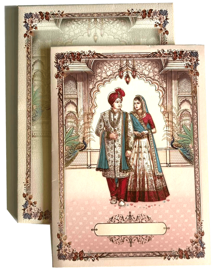 Semi Box Royal Indian bride and groom (Dula-Dulhan / Raja-Rani) — front design