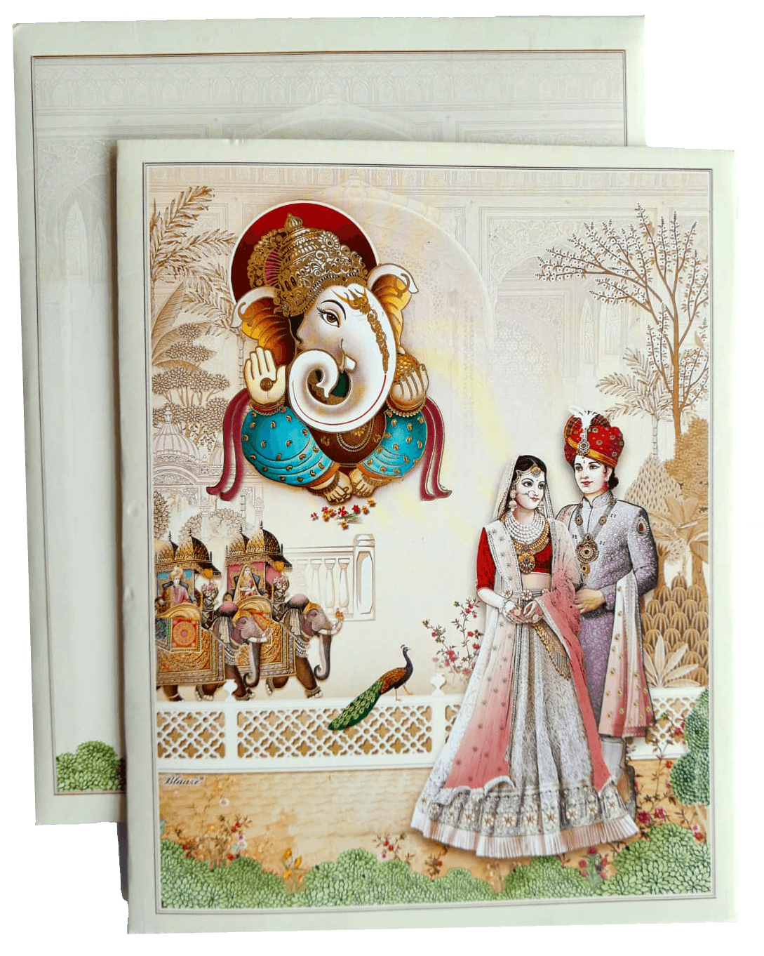 Lord Ganesha and a Bride and Groom with window cutting envelope — front design